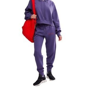 Free People FP Movement Graphic Printed Jogger Pants Pull-On Smocked XS 286687